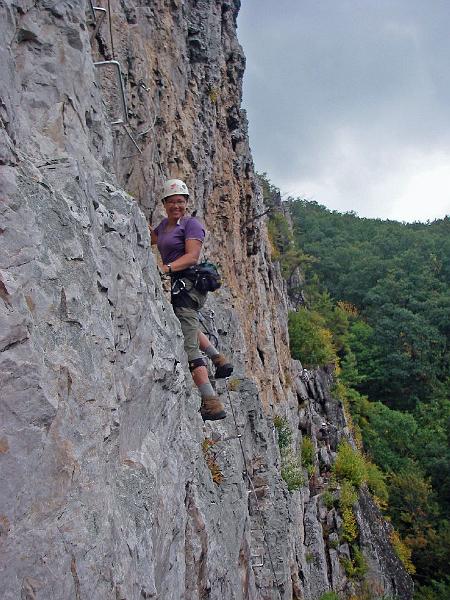 nelson-via-71.JPG - Cynthia descends from the headwall.